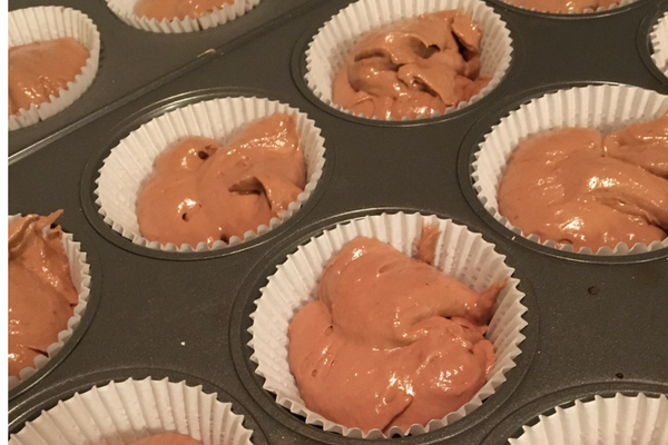 Red wine cupcake batter made with AVA Grace Merlot
