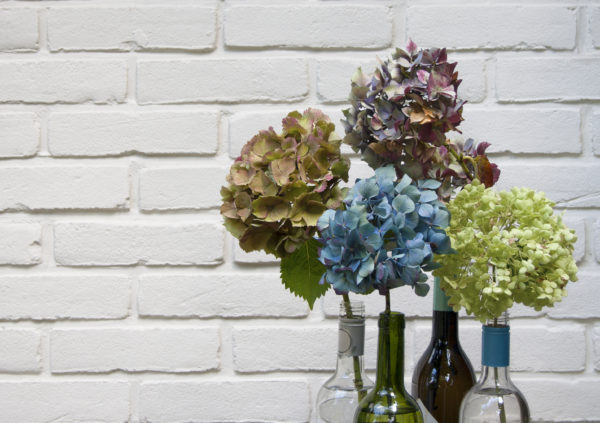 Wine bottle flower vases