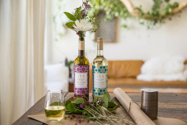 Wine Bottle Vases made from empty AVA Grace wine bottles