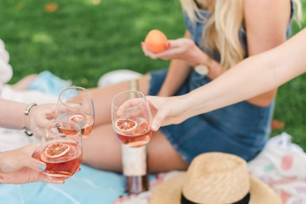 AVA Grace Rosé wine being enjoying at a picnic with friends