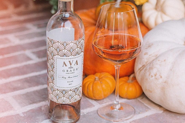 AVA Grace Rosé wine with a Pinot Noir wine glass