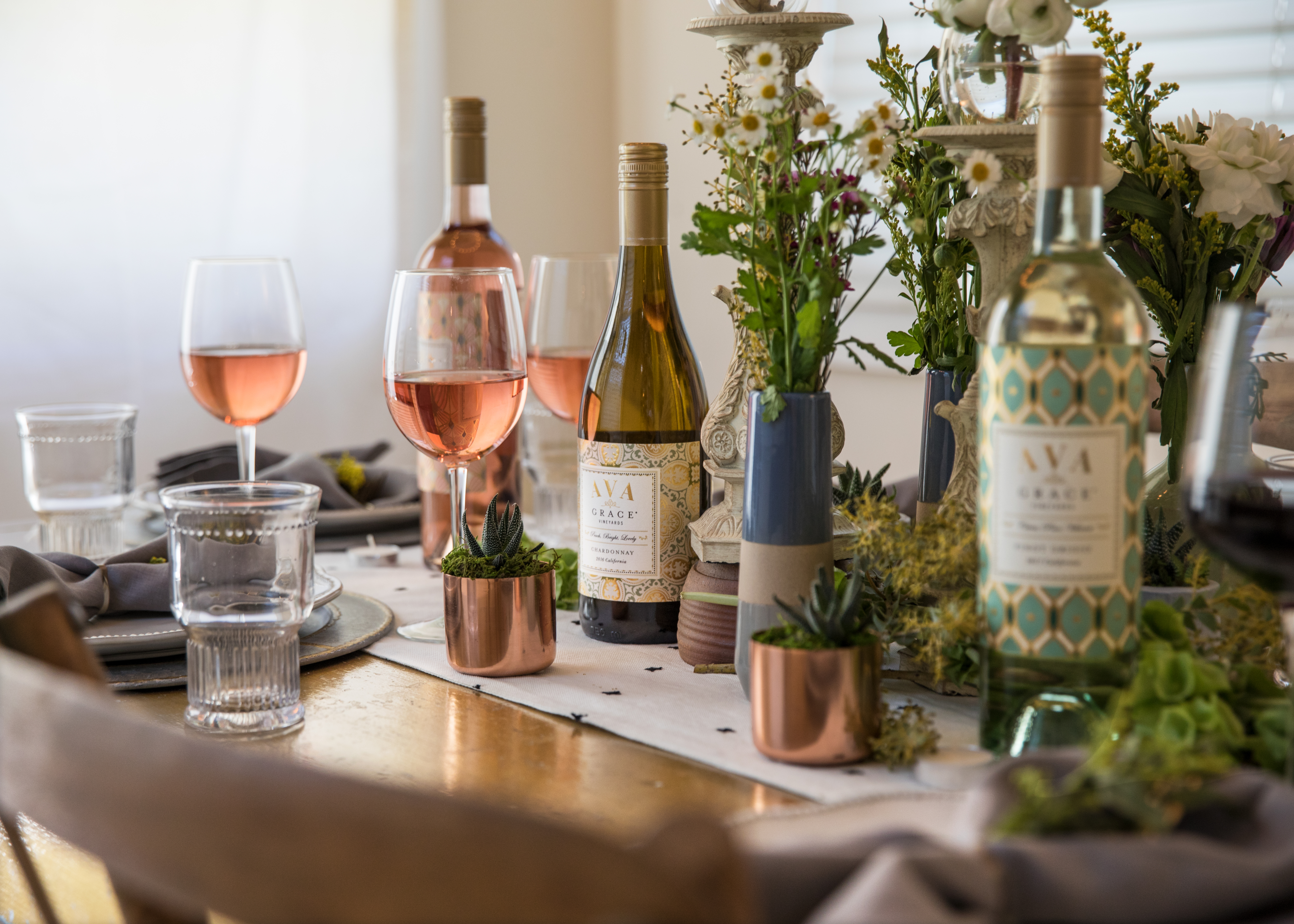 AVA Grace Chardonnay on a Thanksgiving Table ready to be paired with a delicious meal