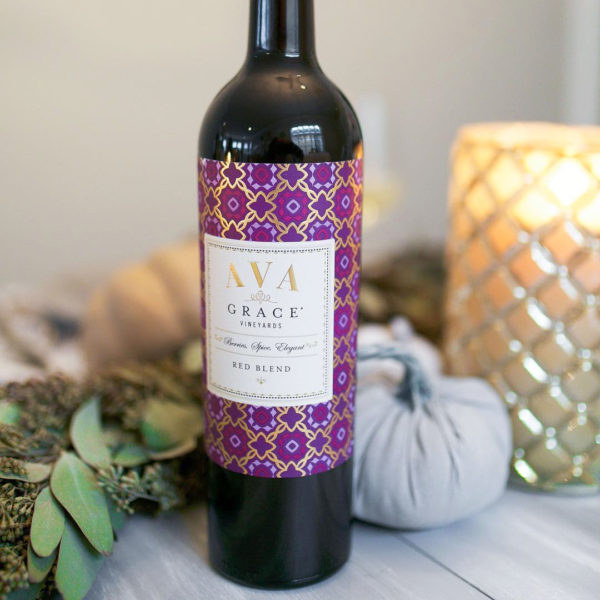 AVA Grace Red Blend in front of a simple tablescape