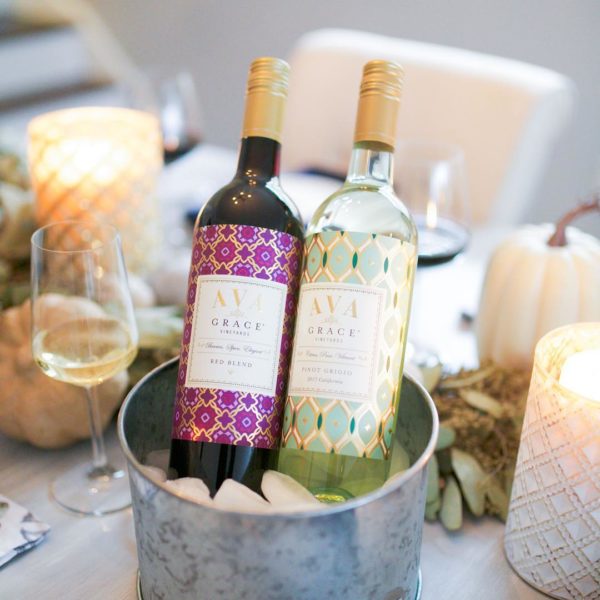 AVA Grace Red Blend and Pinot Grigio featured in a fall inspired tablescape