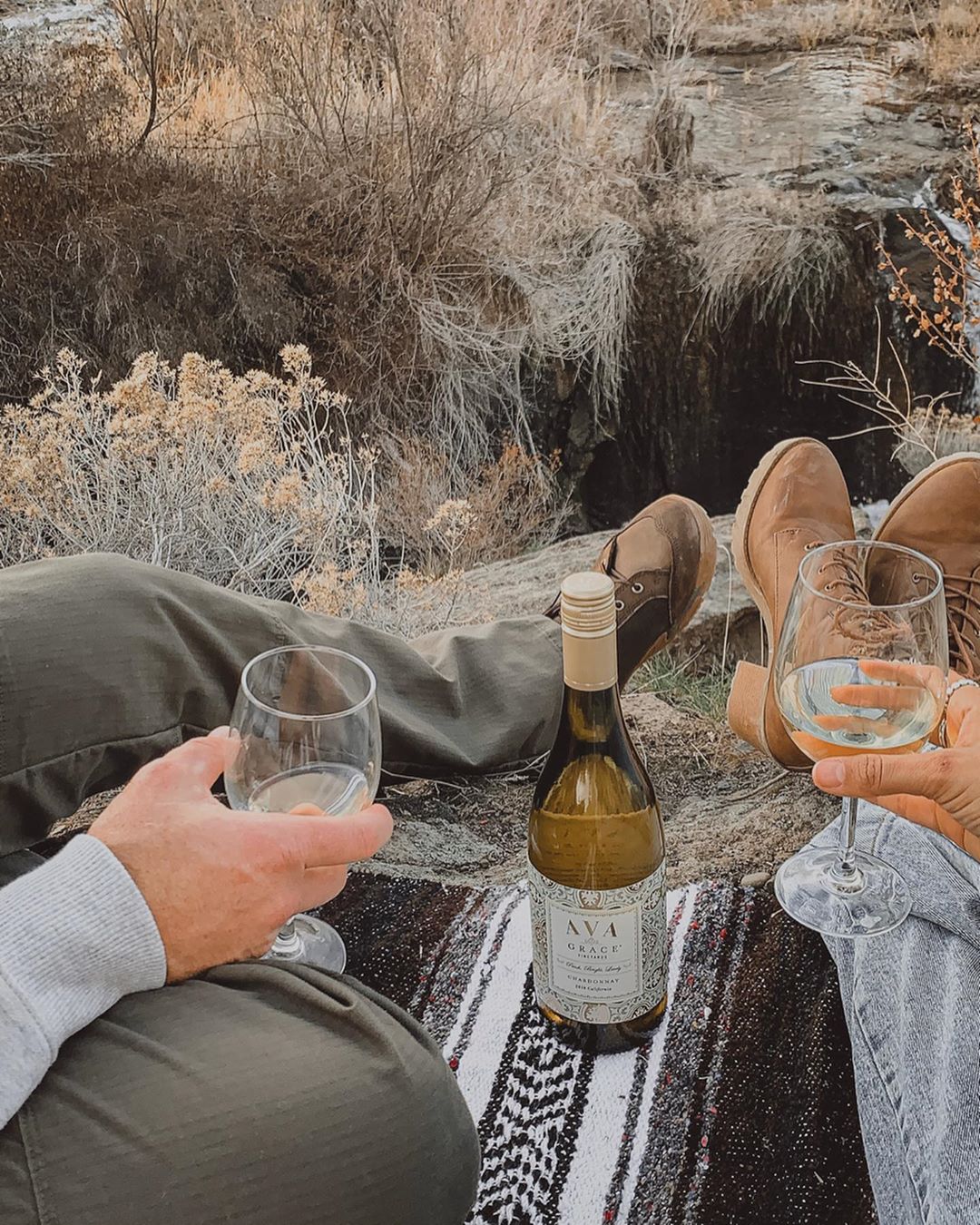 A self care picnic featuring AVA Grace Chardonnay