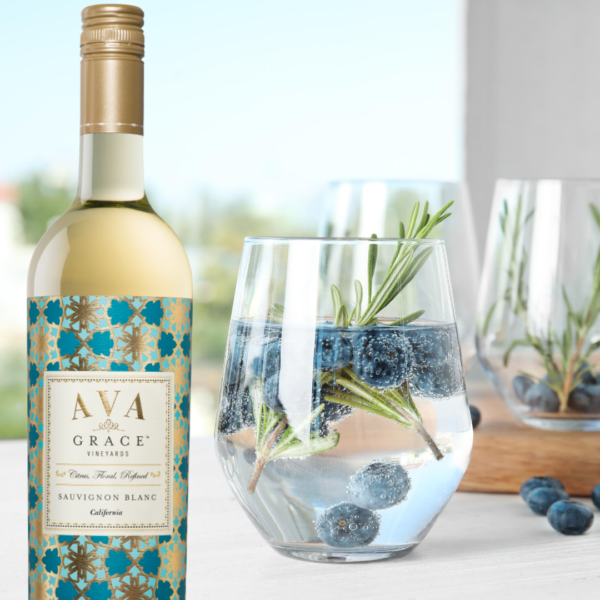 AVA Grace Sauvignon Blanc Spritzer with blueberries